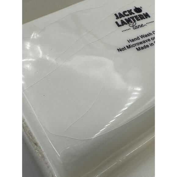 Jack o Lantern Lane Halloween Ceramic Tray Boo Yikes Eek Only 3 Compartments - Picture 6 of 7